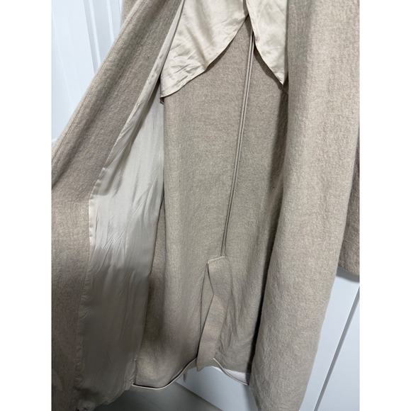 ZARA Beige Shawl‎ Collar Belted Long Coat XS Minimalistic - Picture 11 of 12